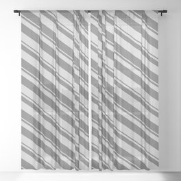 [ Thumbnail: Dim Gray & Light Gray Colored Lines Pattern Sheer Curtain ]
