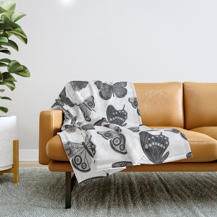 Texas Butterflies – Black and White Pattern Throw Blanket