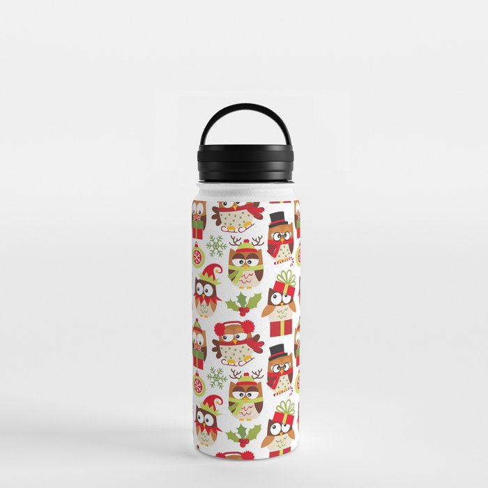 Brown Christmas Owls  Water Bottle