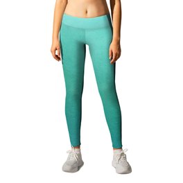 Teal Blue Ombre Modern Abstract Leggings