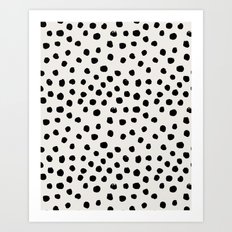 Preppy brushstroke free polka dots black and white spots dots dalmation animal spots design minimal Art Print