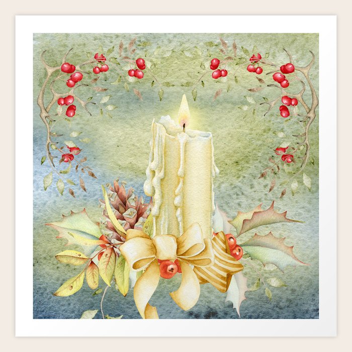 Christmas Vintage Candle Art Print By Julianarw Society6