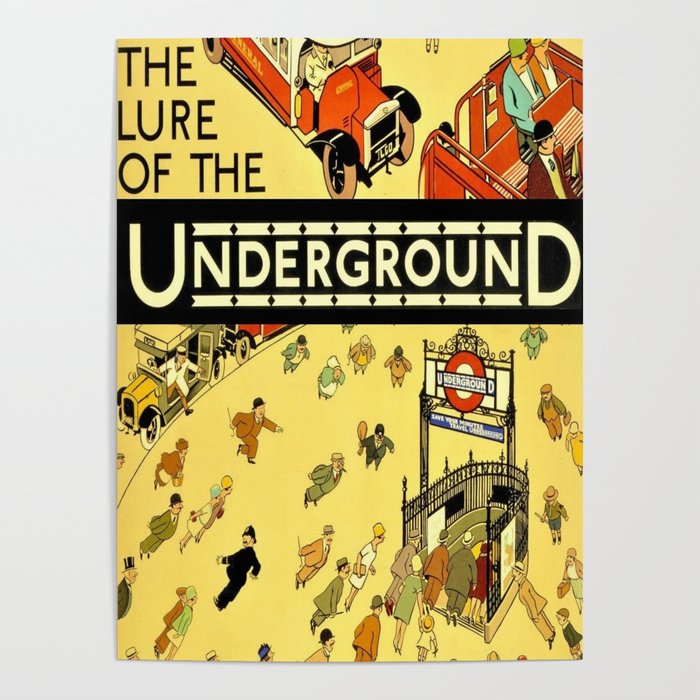 Vintage Lure of the London Underground Subway Travel Advertisement Poster  Poster