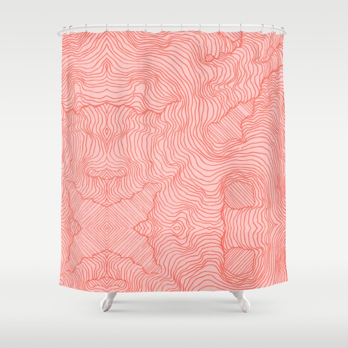 Living Coral Lines Shower Curtain