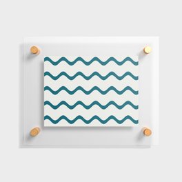 Tropical Dark Teal Simple Soft Rippled Horizontal Line Pattern Inspired by Sherwin Williams 2020 Trending Color Oceanside SW6496 on Off White Floating Acrylic Print