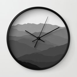 Shades of Grey Mountains Wall Clock