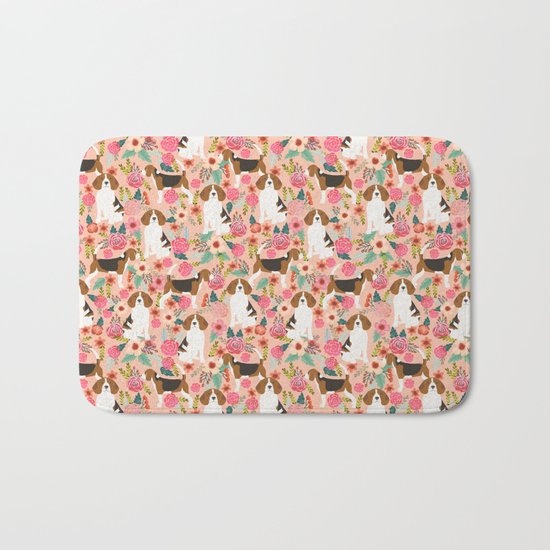 Beagle florals cute pet portrait pattern garden spring summer dog lover pet gift dog art fur baby Bath Mat
