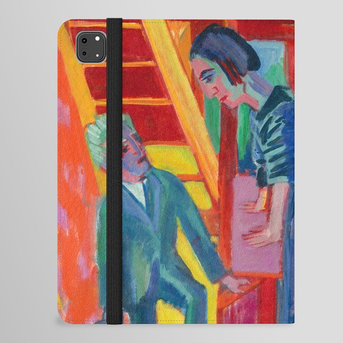 The Visit, Couple and Newcomer, 1922 by Ernst Ludwig Kirchner iPad Folio Case