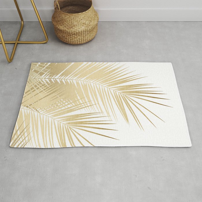 Gold Palm Leaves Dream - Cali Summer Vibes #1 (Fox Foil) #tropical #decor #art #society6 Rug
