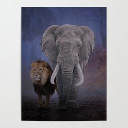 Lion & Elephant by GEN Z Poster