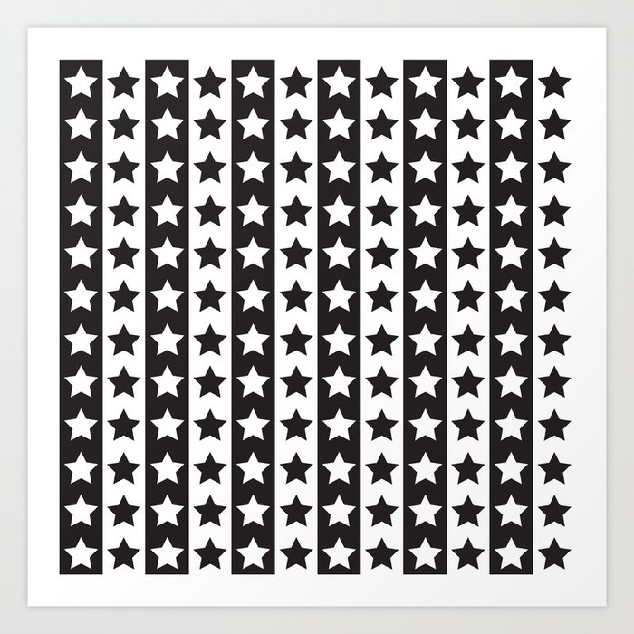 Stars & Stripes - Black & White Modern Art Art Print