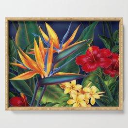 Tropical Paradise Hawaiian Floral Illustration Serving Tray