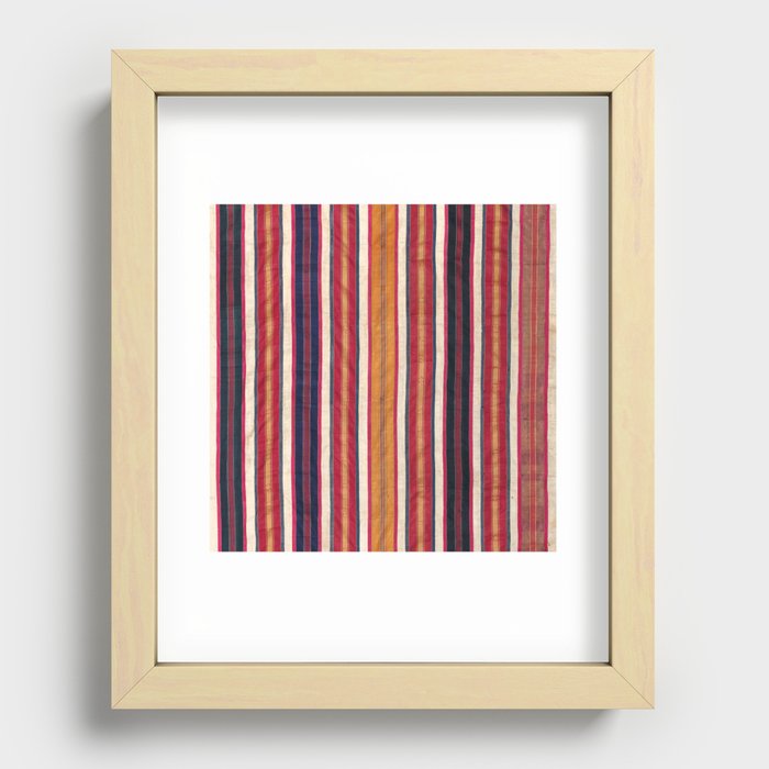 Vintage Multicolor Tunisian Stripe Recessed Framed Print