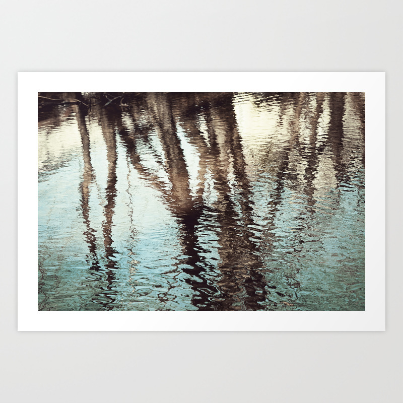 Blue Brown Abstract Water Reflections Photography Water Ripples Tree Lake Reflection Photo Art Print By Carolyncochrane Society6