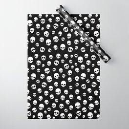 White Skulls Goth Alternative Pattern  Wrapping Paper