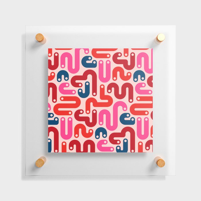 JELLY BEANS POSTMODERN 1980S ABSTRACT GEOMETRIC in RED FUCHSIA PINK BURGUNDY BLUE ON BLUSH Floating Acrylic Print