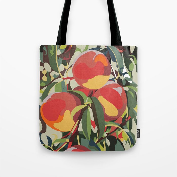 Peach Forest Print Canvas Tote Bag