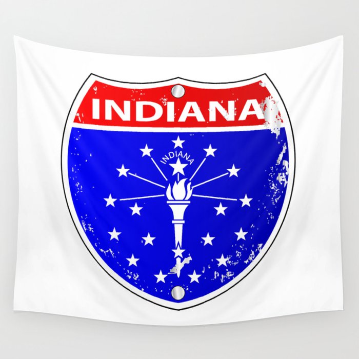 Indiana Flag Icons As A Interstate Sign Wall Tapestry