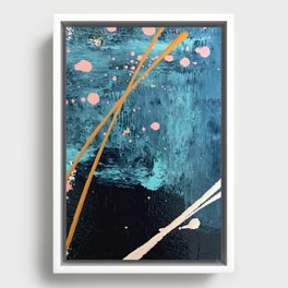 Poseidon: a bright, minimal abstract in blues, pink, orange, and white Framed Canvas