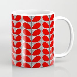 Mid Century Danish Leaves, Deep Red & Gray / Grey Mug