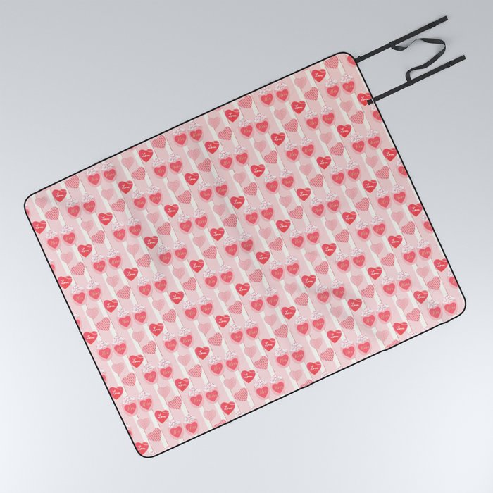 Valentine's Day Mugs Pattern Picnic Blanket