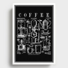Coffee Drinker Lover Caffeine Addict Vintage Patent Print Framed Canvas
