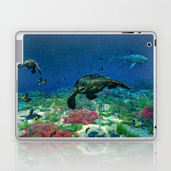 Sea turtles swim through the Mediterranean Sea Laptop & iPad Skin