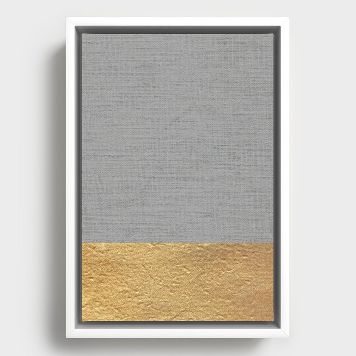 Color Blocked Gold & Grey Framed Canvas