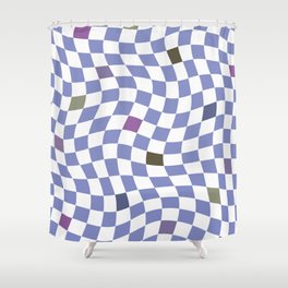 Very peri olive twisted checker pattern Shower Curtain