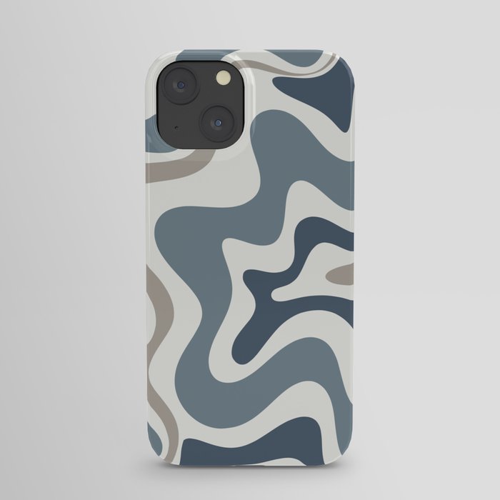 Liquid Swirl Abstract Pattern in Neutral Blue Gray on Off White iPhone Case