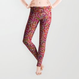 indian turkish motif tile pattern multicolored stars around the perimeter abstraction Leggings