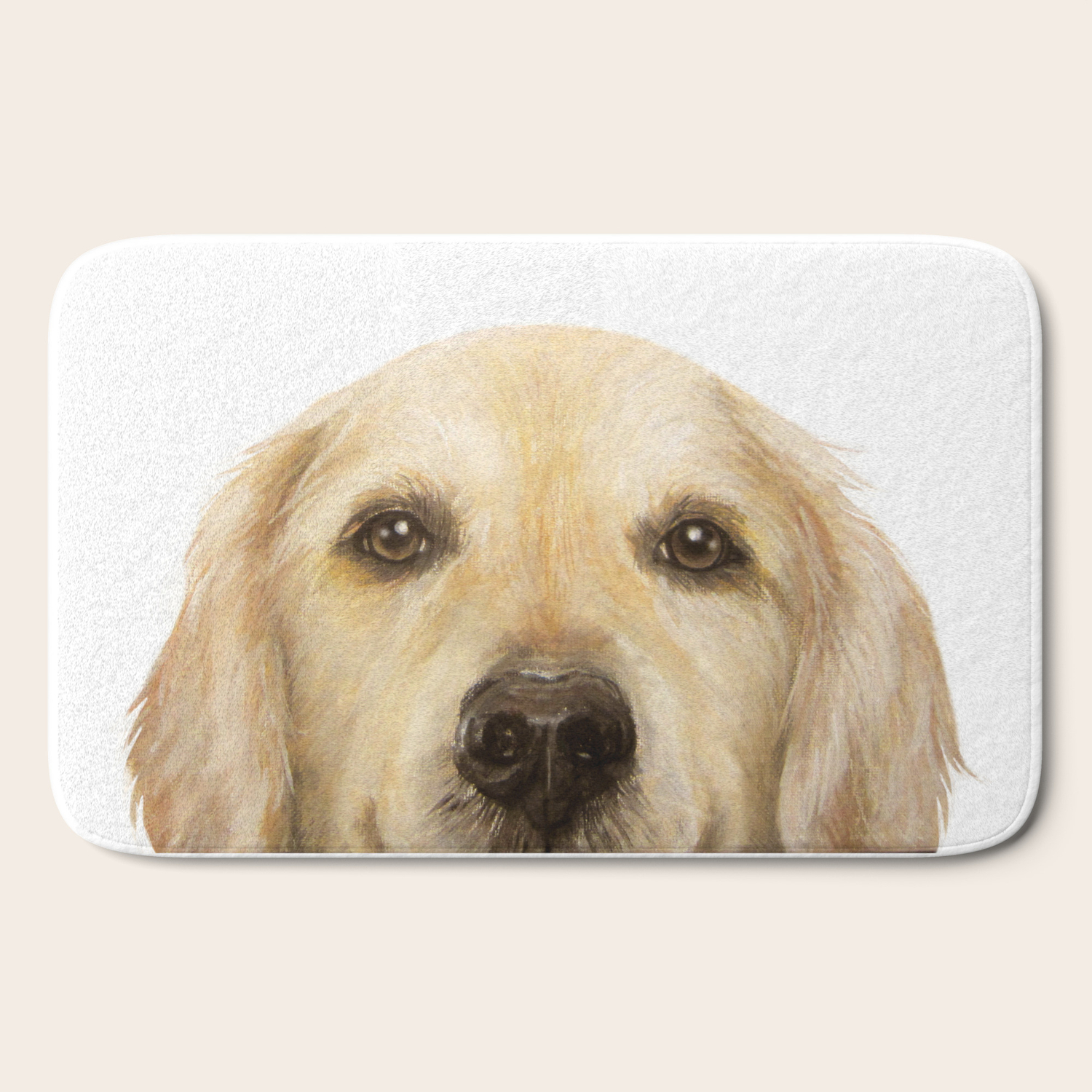 Golden Retriever Dog Illustration Original Painting Print Bath Mat By Miartdesigncreation Society6