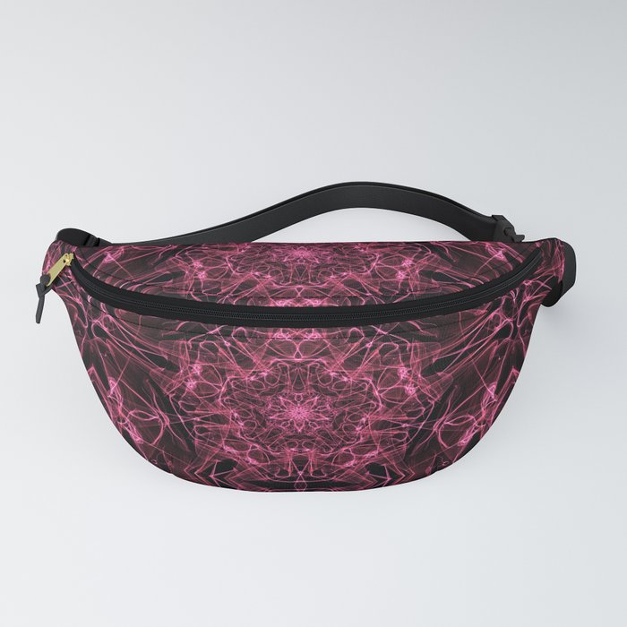 Liquid Light Series 20 ~ Red Abstract Fractal Pattern Fanny Pack