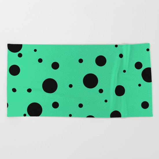 Black Bubbles On Green Beach Towel