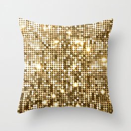 Golden Metallic Glitter Sequins Throw Pillow