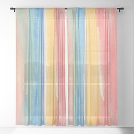 Colorful hand painted watercolor brushstrokes Sheer Curtain