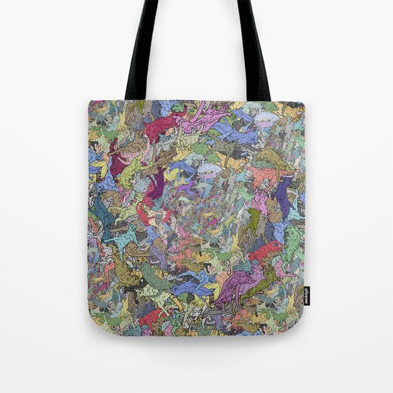Colorful Flying Cats Tote Bag