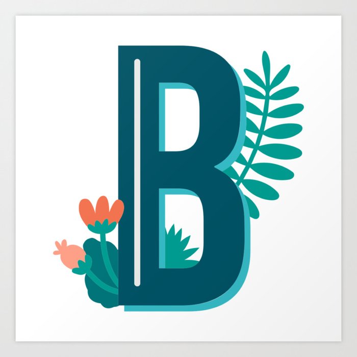 Tropical Flowers Monogram Letter B Art Print