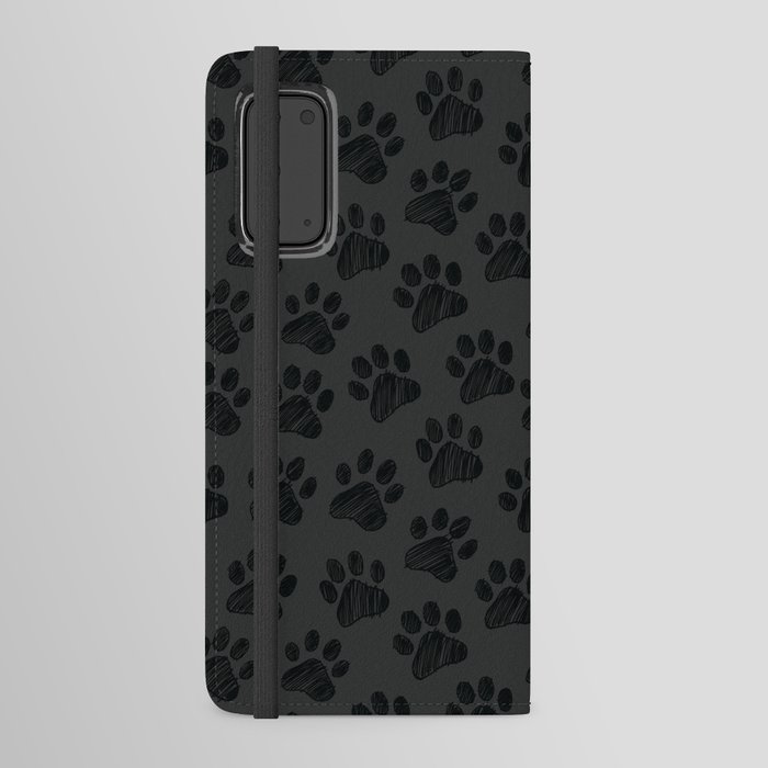 Dark Paws doodle seamless pattern. Digital Illustration Background. Android Wallet Case