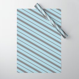 [ Thumbnail: Light Blue and Gray Colored Lined/Striped Pattern Wrapping Paper ]