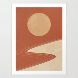 Moon and Road - Minimalist Scandinavian 1 Art Print