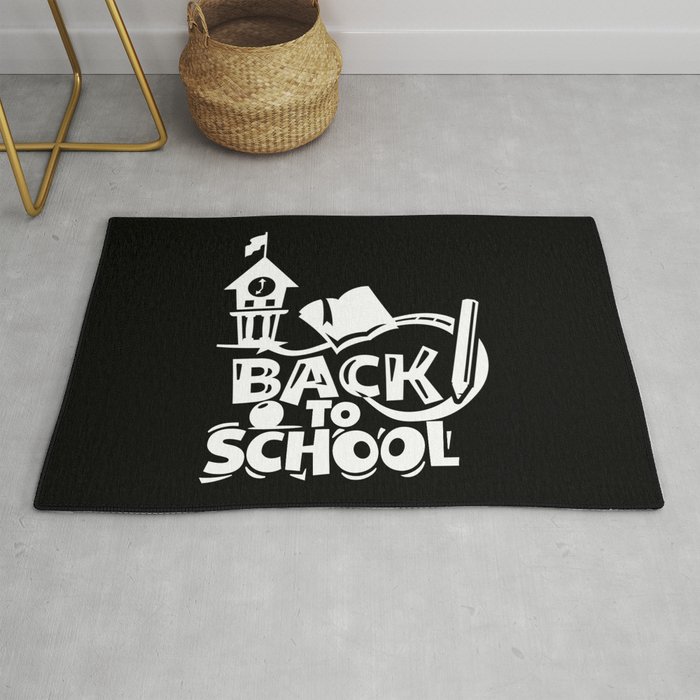 Cute Back To School Illustration Kids Quote Rug