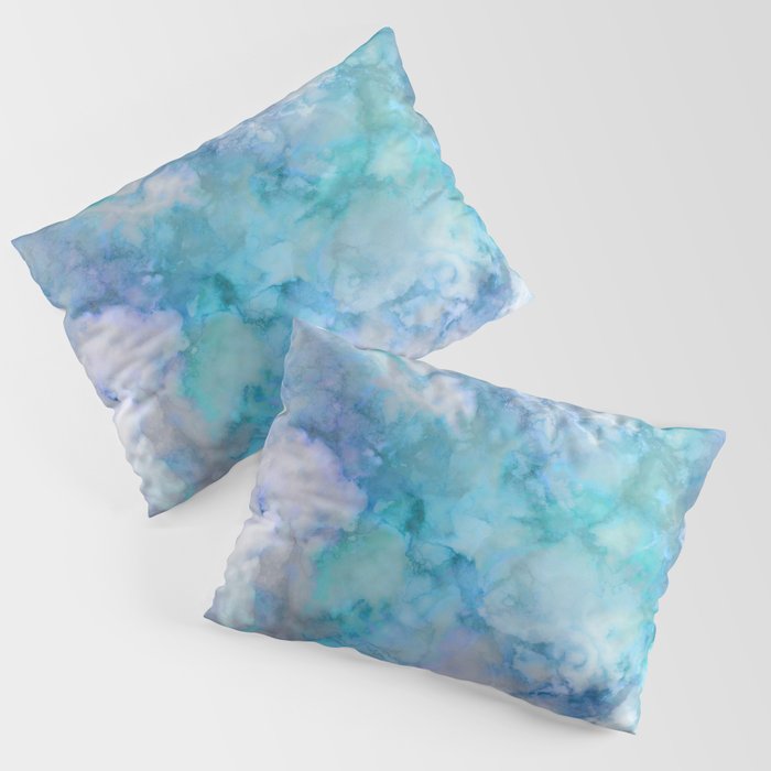 Beautiful & Stylish Aqua and Blue Marble Pillow Sham