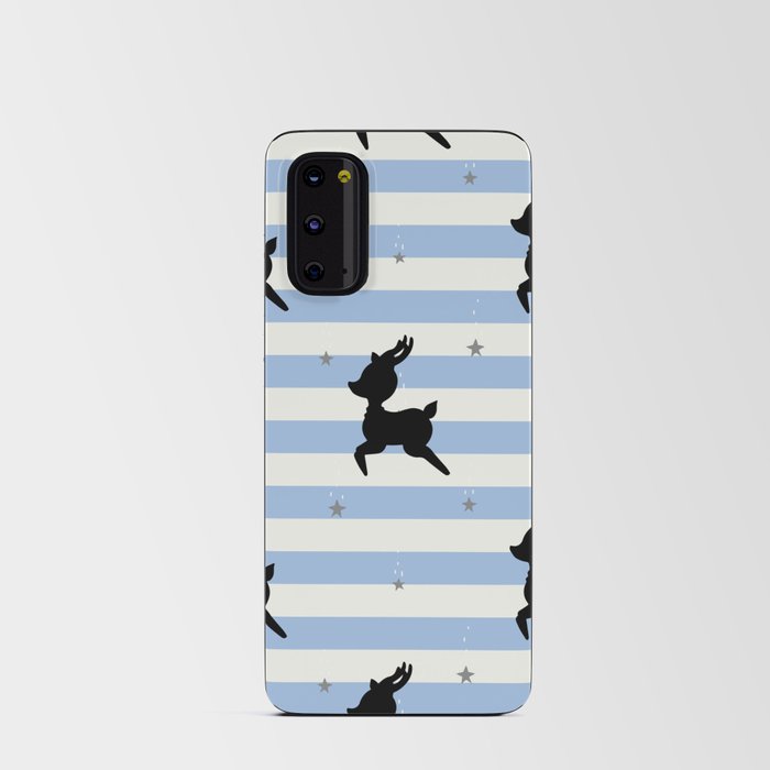 Reindeer Silhouette on Baby Blue Stripes Android Card Case