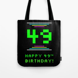 [ Thumbnail: 49th Birthday - Nerdy Geeky Pixelated 8-Bit Computing Graphics Inspired Look Tote Bag ]