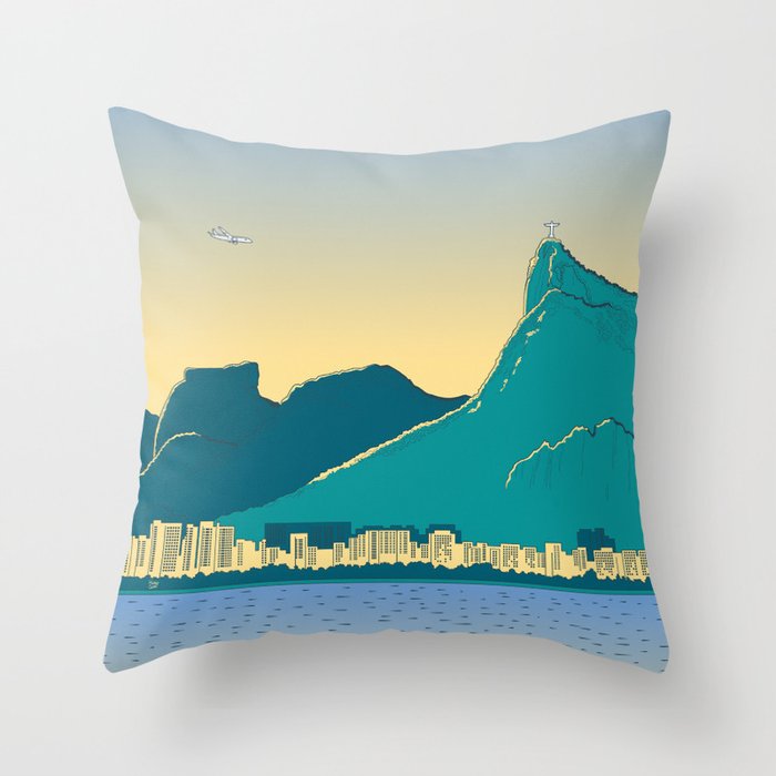 Rio's Landscape / Green Throw Pillow