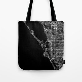 Sarasota Black Map Tote Bag