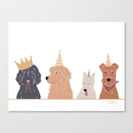 party dogs birthday card Canvas Print