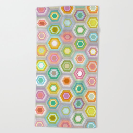 granny pastel hex Beach Towel