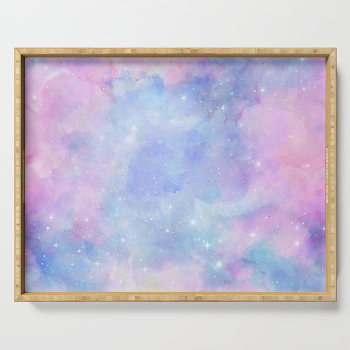 Pink Blue Galaxy Painting Serving Tray